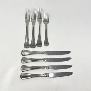 Towle 18/8 Stainless Steel Flatware 8pc Set Beaded Edge Knives and Forks
